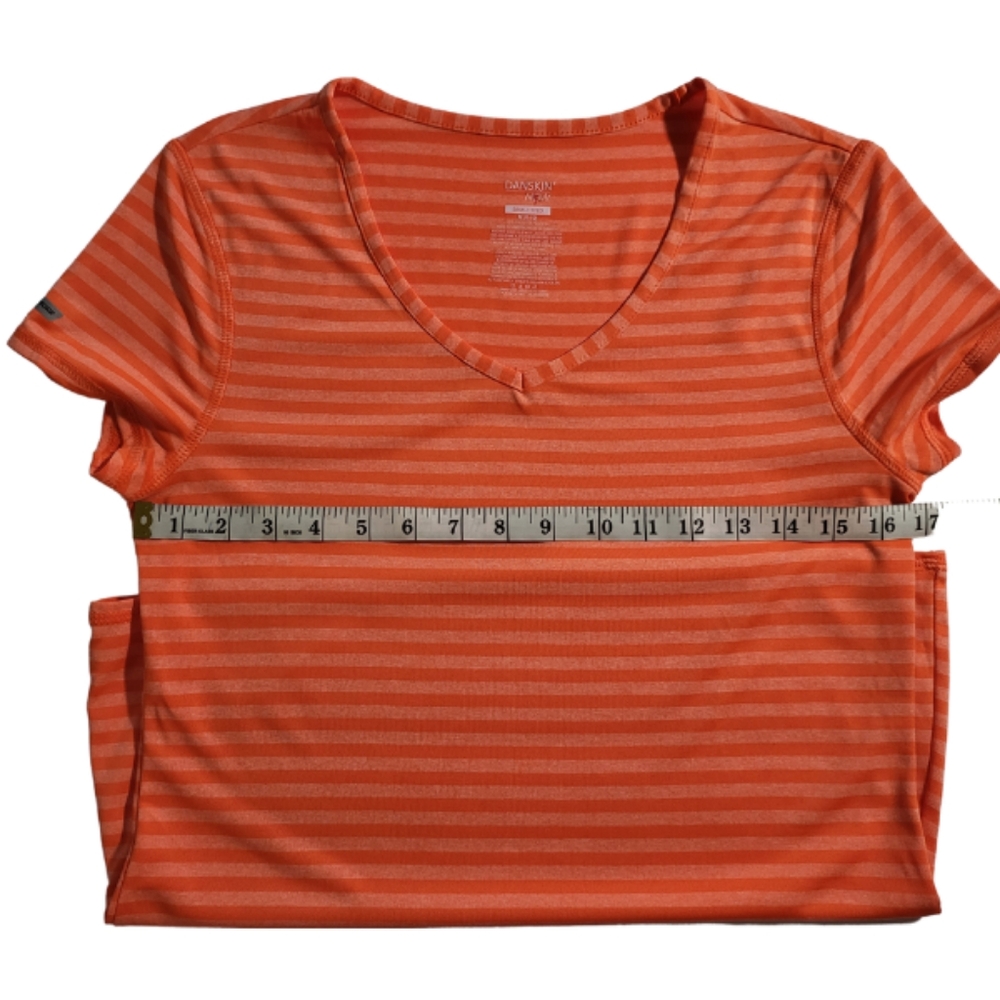 EUC! Danskin Now Orange Stripe V-neck Short sleeve Tee. Size M - Picture 5 of 6